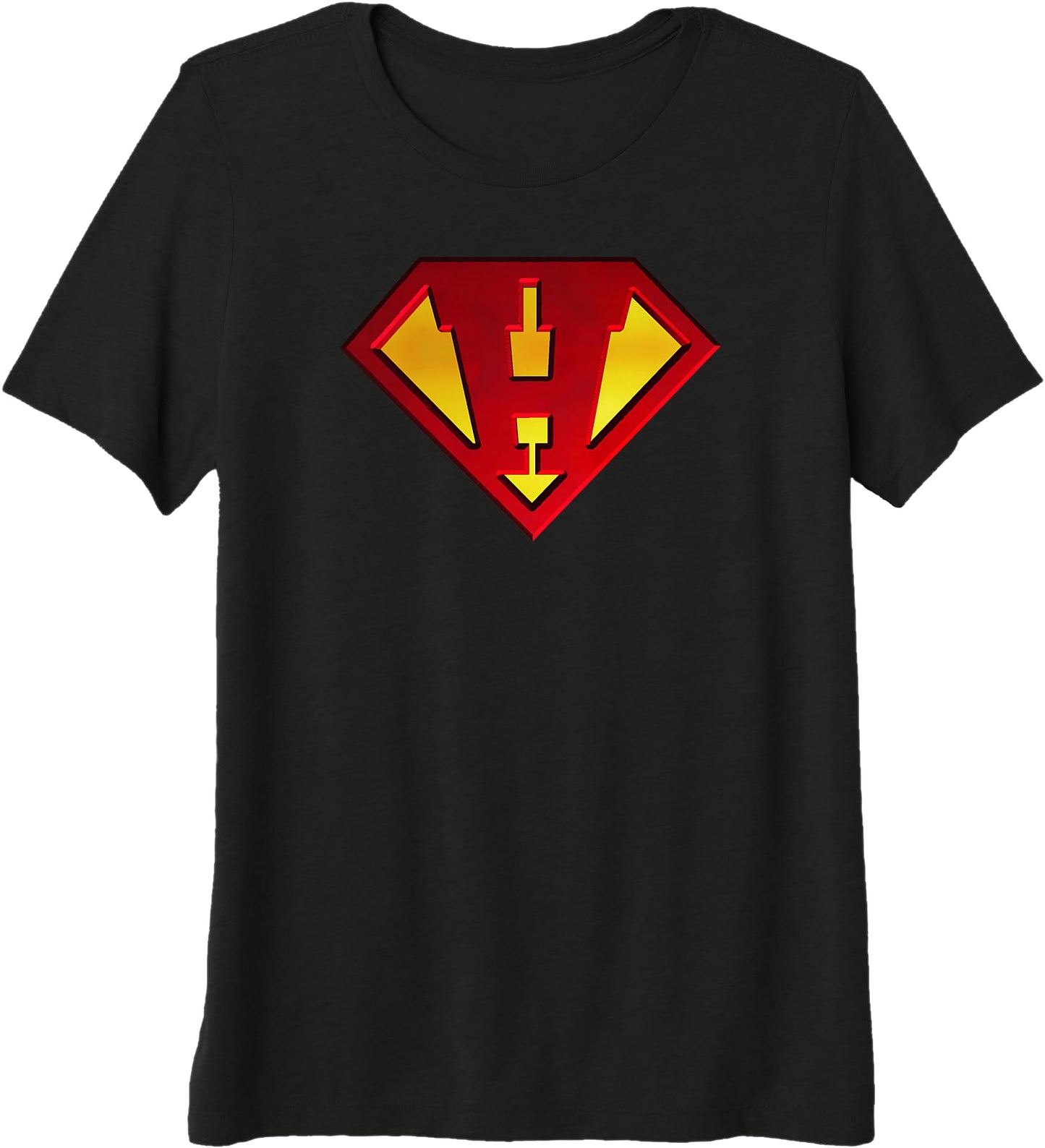 Funny Super Hero Shield Letter H Name Gift Tee Shirt Premium Tri-Blend