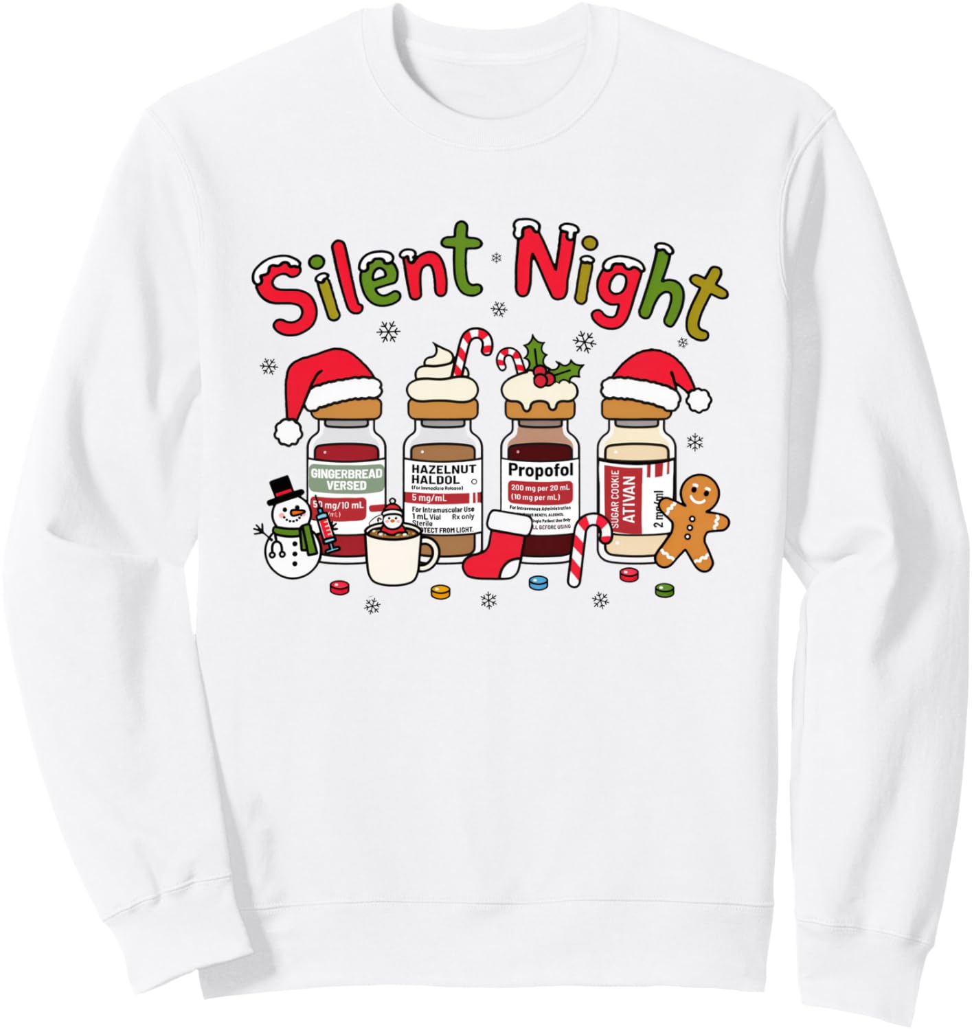 Silent Night ICU Nurse Christmas Propofol Medical Nursing Sweatshirt