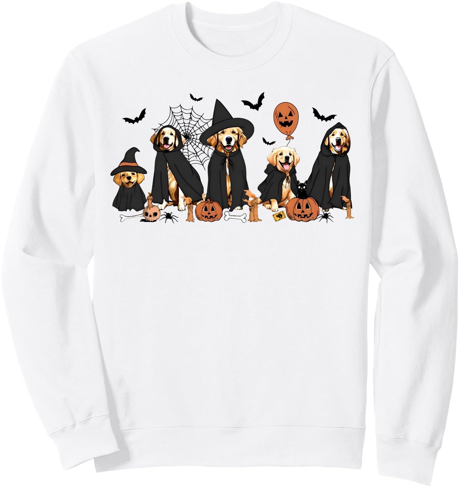Golden Retriever Dogs Lovers Ghost Witch Halloween Spooky Sweatshirt
