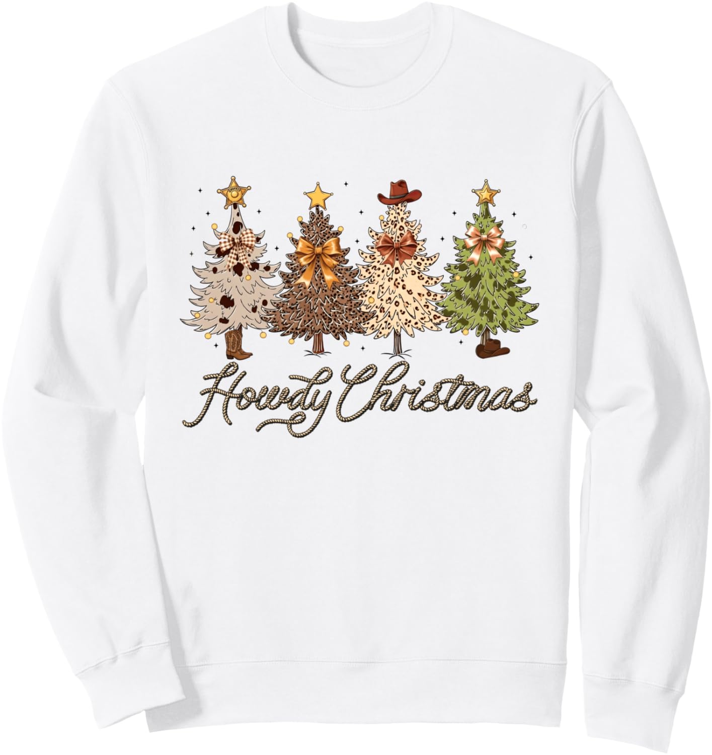 Howdy Christmas Tree Coquette Bow Western Cowboy Cowgirl Sweatshirt
