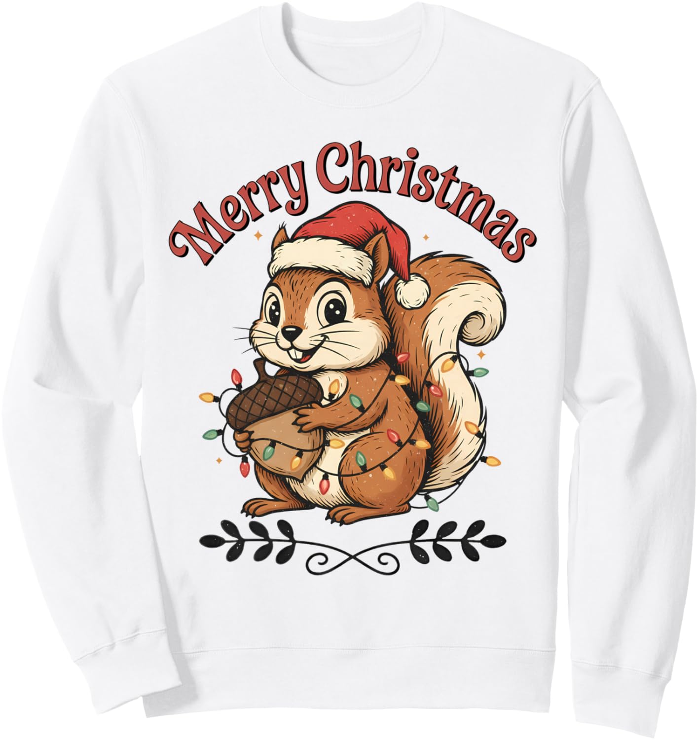 Merry Christmas Squirrel Santa Hat Cute Funny Holiday Kids Sweatshirt