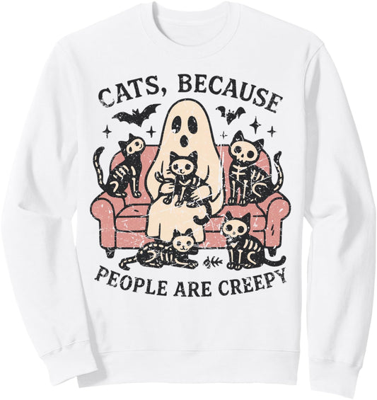Cats Because People Creepy Funny Halloween Sweatshirt