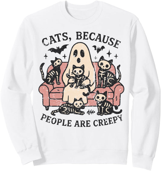 Cats Because People Creepy Funny Halloween Sweatshirt