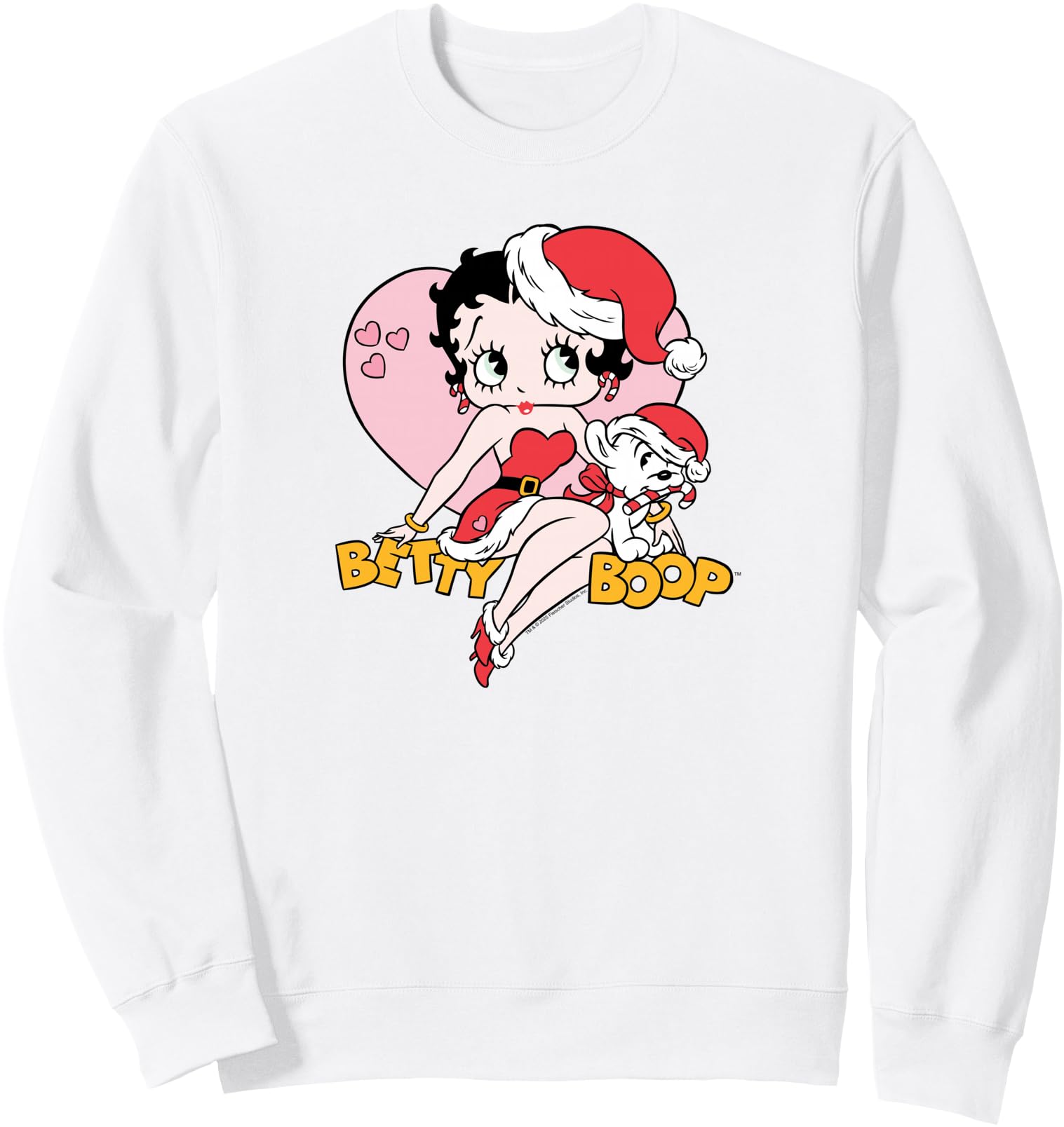 Betty Boop Christmas Betty and Pudgy Santa Hats Christmas Sweatshirt