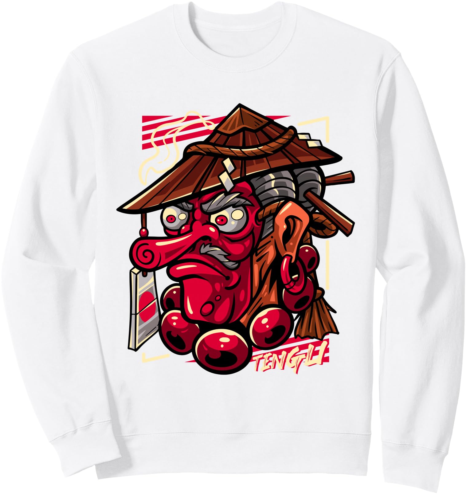 Oni Mask Samurai Japanese Kanji Art Illustration Sweatshirt
