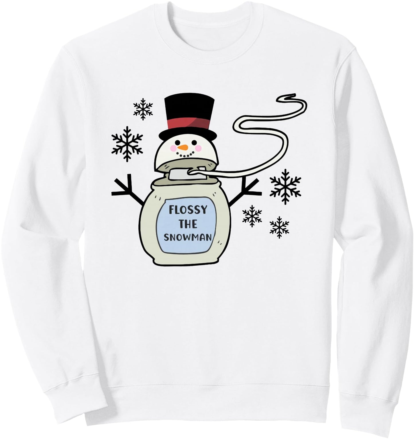 Women Flossy the Snowman Dental Christmas Holiday Dentist Sweatshirt