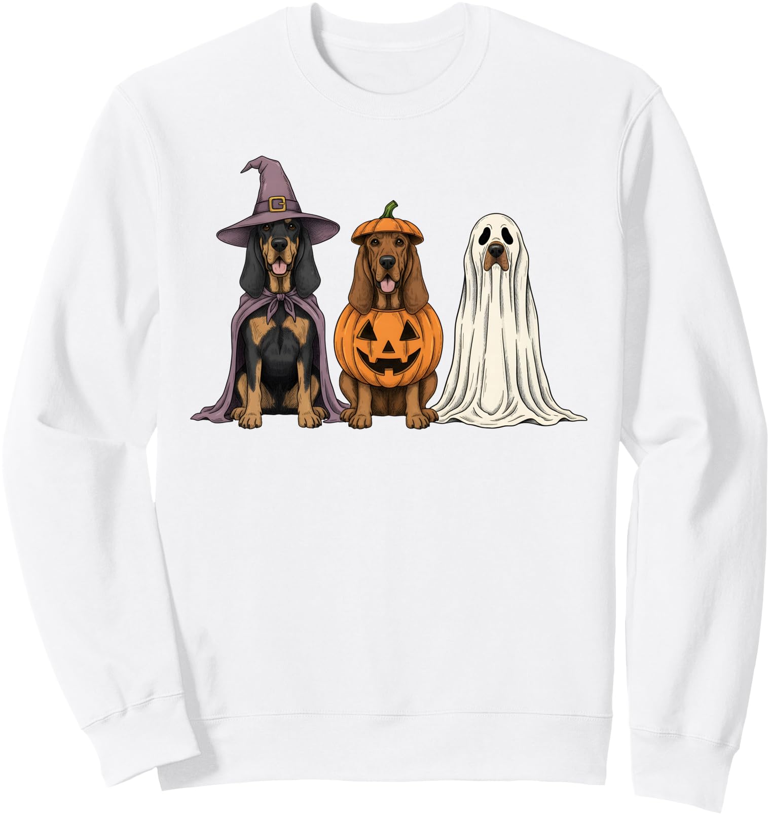 Spooky Ghost Bloodhound Pumpkin Halloween Dog Lover Sweatshirt