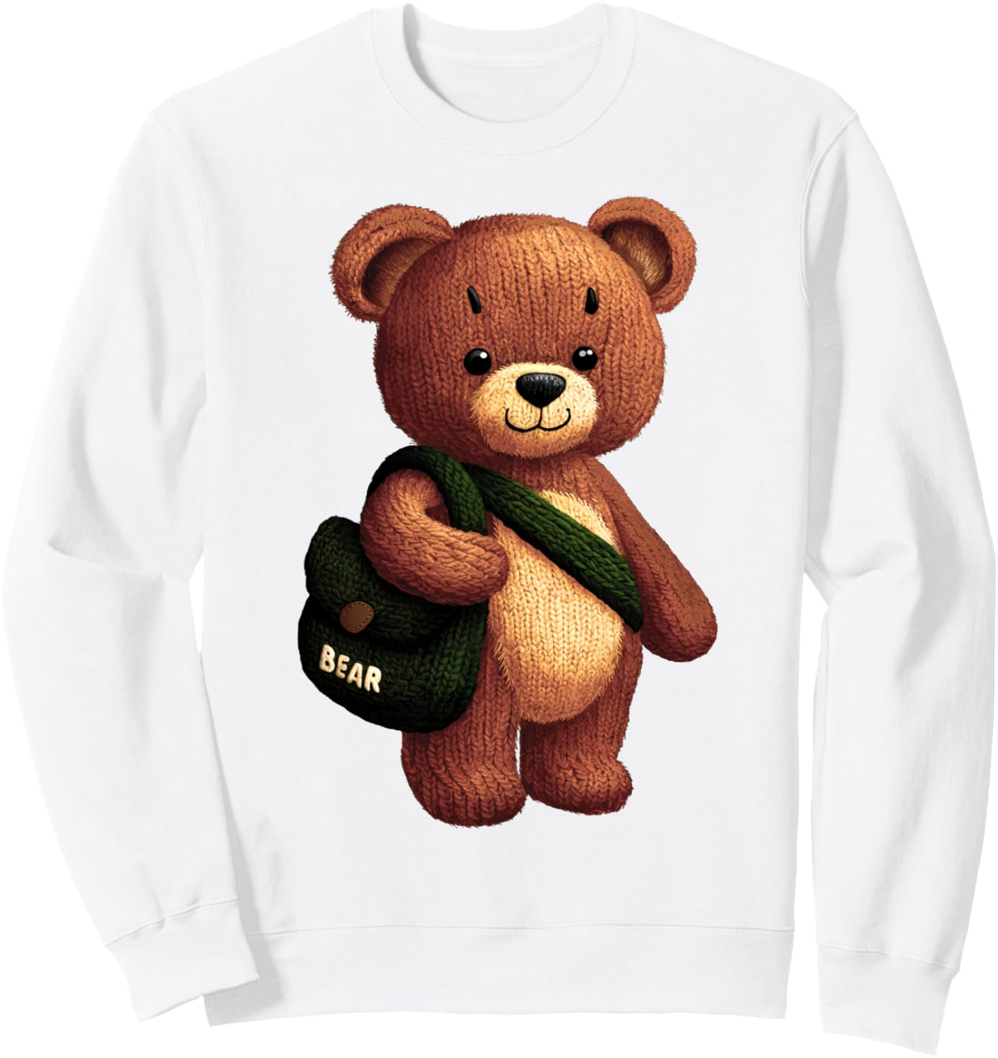Cute Bear with Green Shoulder Bag Sweatshirt