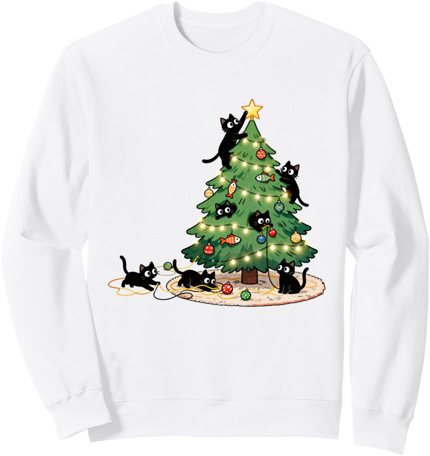 Meowy Catmas Christmas Tree Black Cats Xmas Pet Cat Lovers Sweatshirt