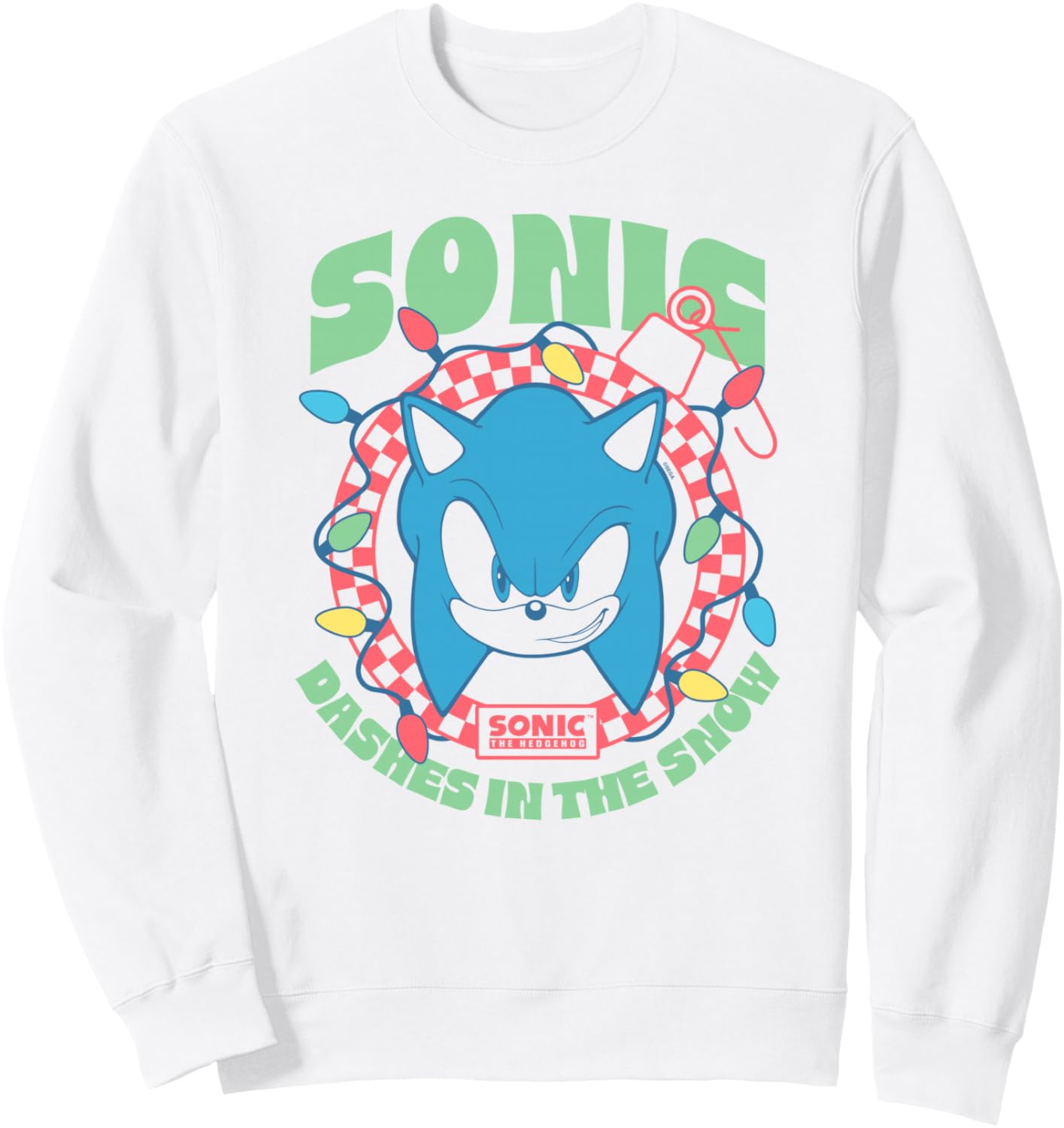 Sonic The Hedgehog Christmas Dashes In The Snow Portrait Sweatshirt