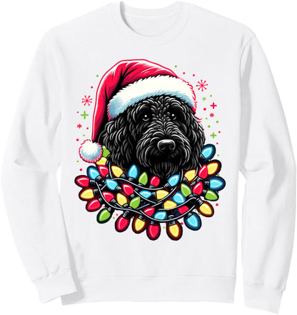 Black Labradoodle Christmas Tree Lights Black Doodle Dog Sweatshirt