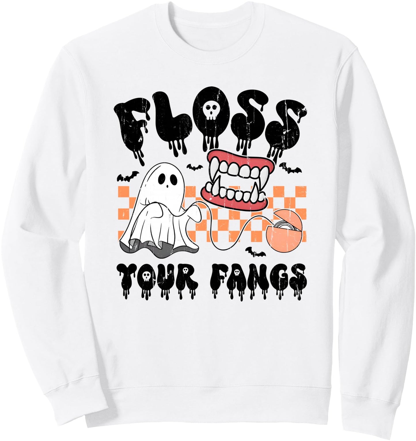 Floss Your Fangs, Dental Halloween, Funny Dental Hygienist Sweatshirt