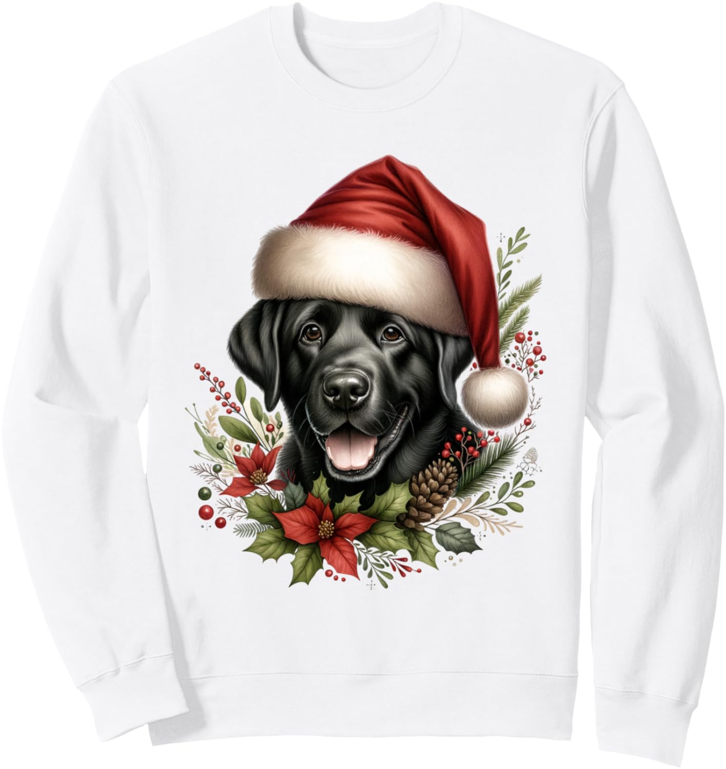 Christmas Black Labrador Lab Dog Watercolor Artwork Sweatshirt