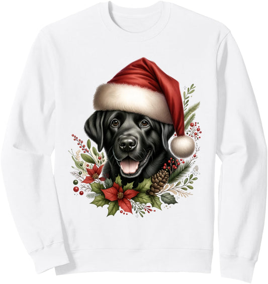 Christmas Black Labrador Lab Dog Watercolor Artwork Sweatshirt