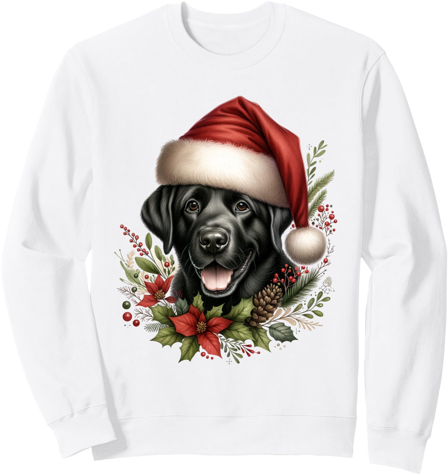 Christmas Black Labrador Lab Dog Watercolor Artwork Sweatshirt