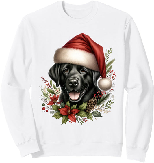 Christmas Black Labrador Lab Dog Watercolor Artwork Sweatshirt