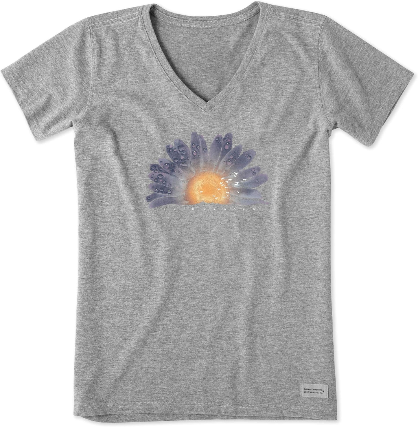 Life is Good Women's Crusher Tee Shirt, Short Sleeve Cotton Graphic T-Shirts, Watercolor Daisy Birds