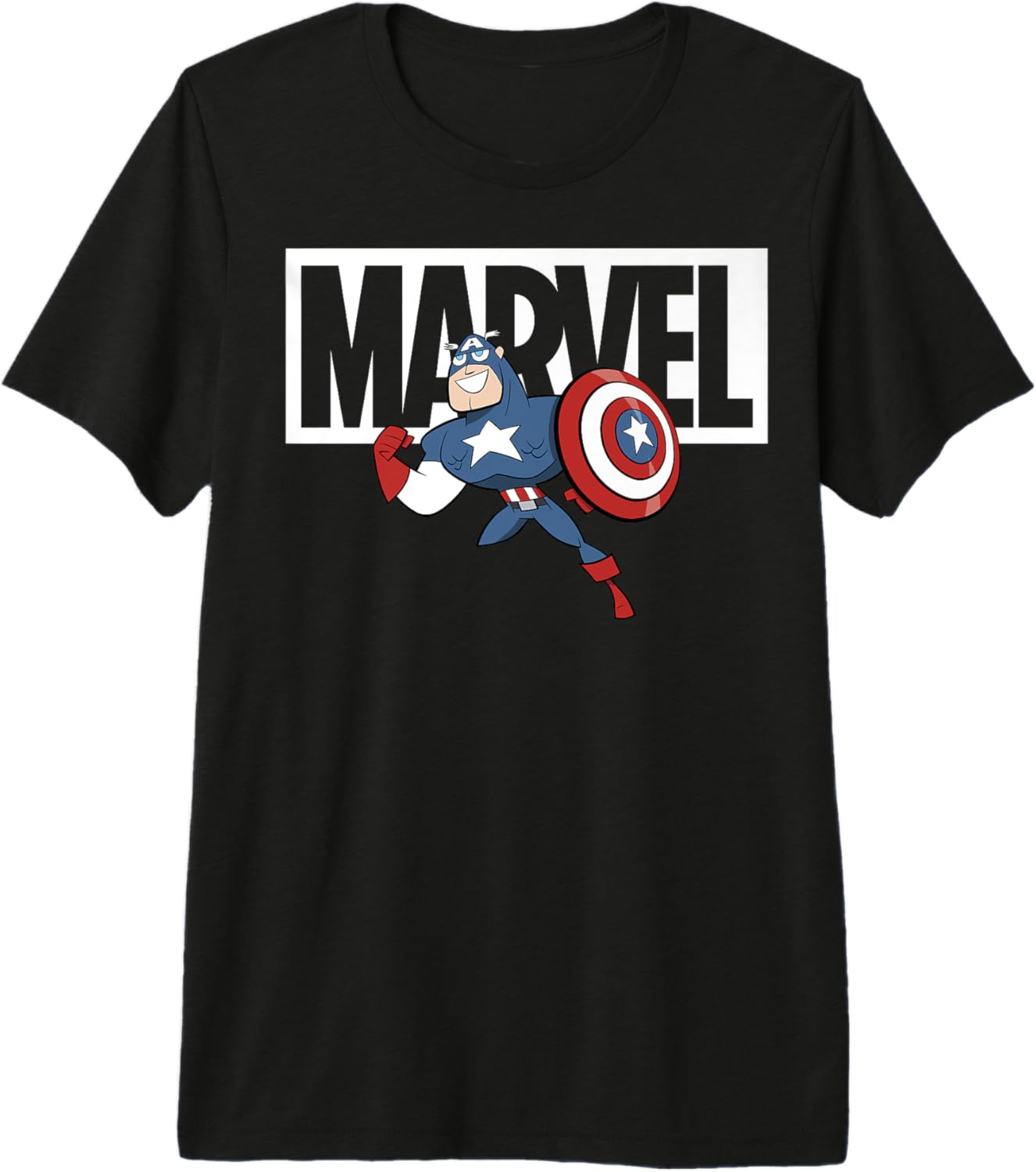 Marvel Captain America Chibi Action Pose Logo Outline Premium