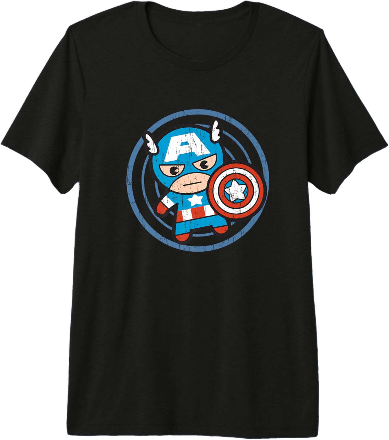 Marvel Kawaii Chibi Captain America Circle Logo Distressed Premium