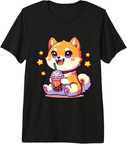 Kawaii Shiba Inu Dog Bubble Tea Anime Chibi Premium