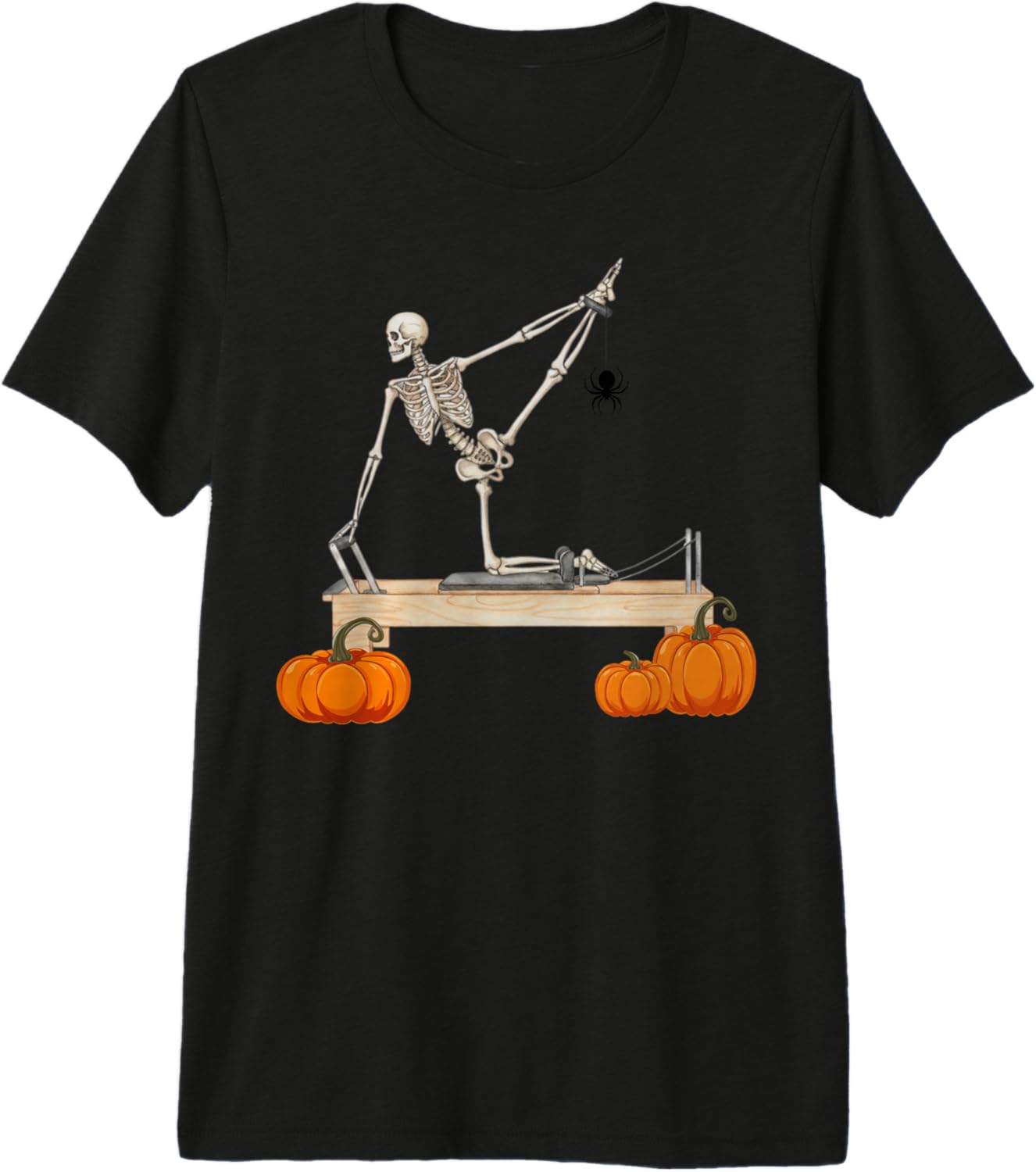 Skeleton Doing Reformer Pilates Machine Pumpkin Halloween Premium Tri-Blend