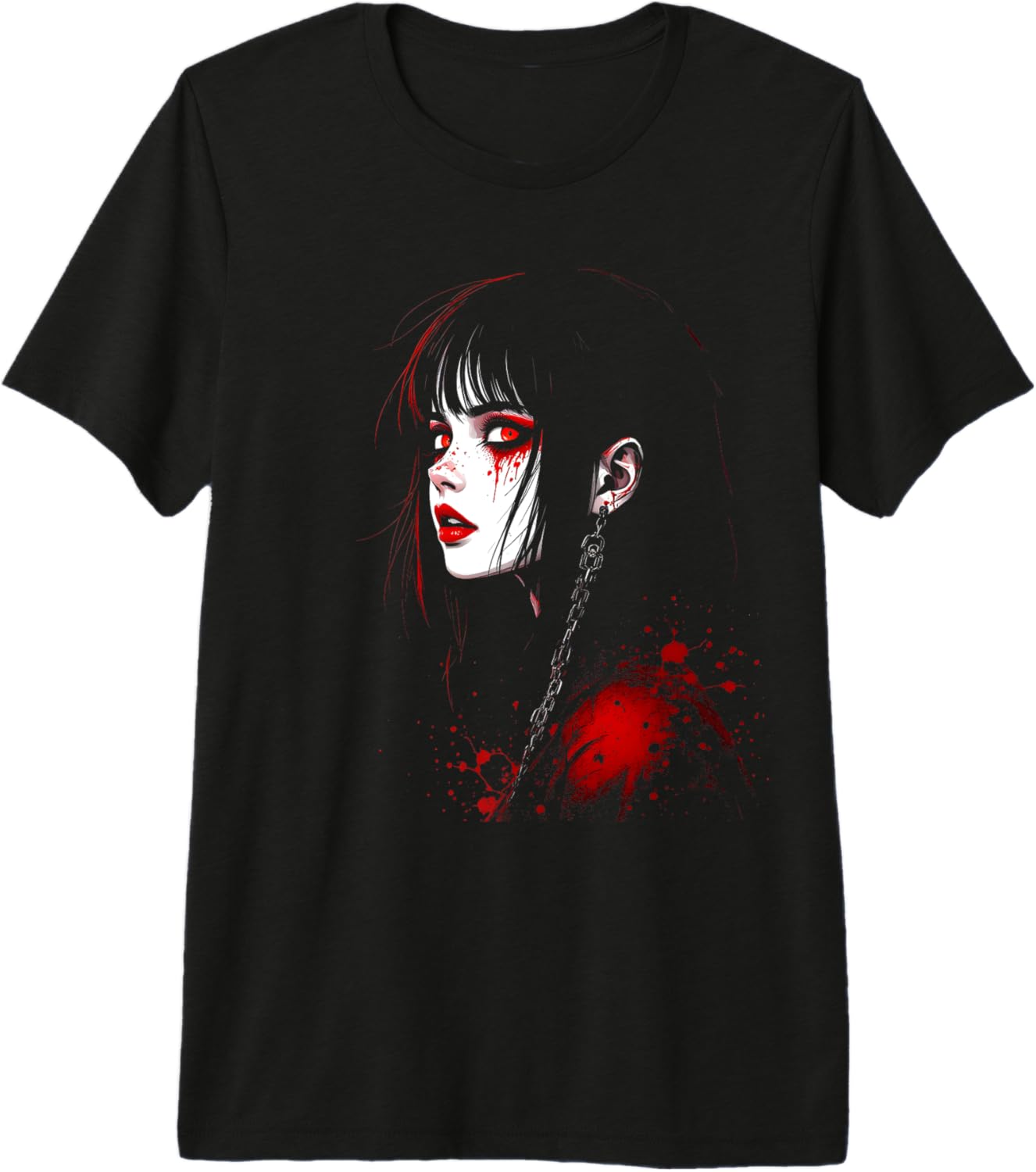 Horror Anime Manga Tee Gothic Outfit Japanese Chibi Girl Premium