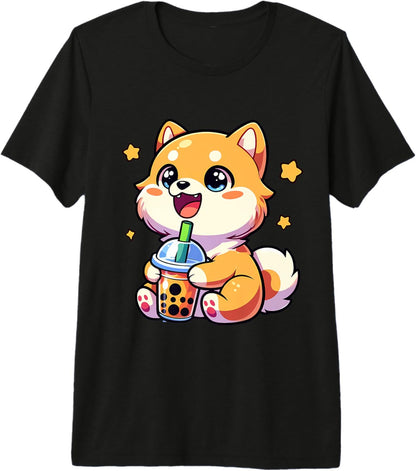Kawaii Shiba Inu Dog Bubble Tea Anime Chibi Premium