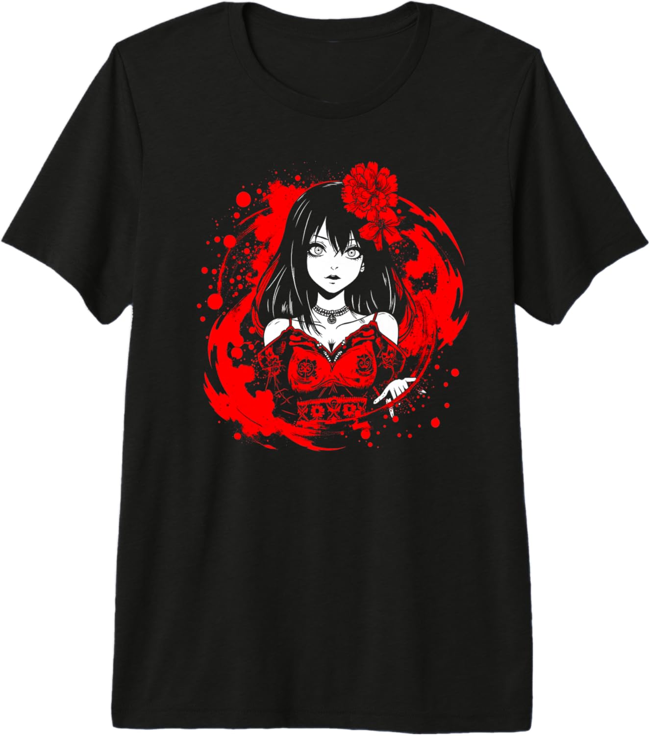 Horror Anime Manga Tee Gothic Outfit Japanese Chibi Girl Premium