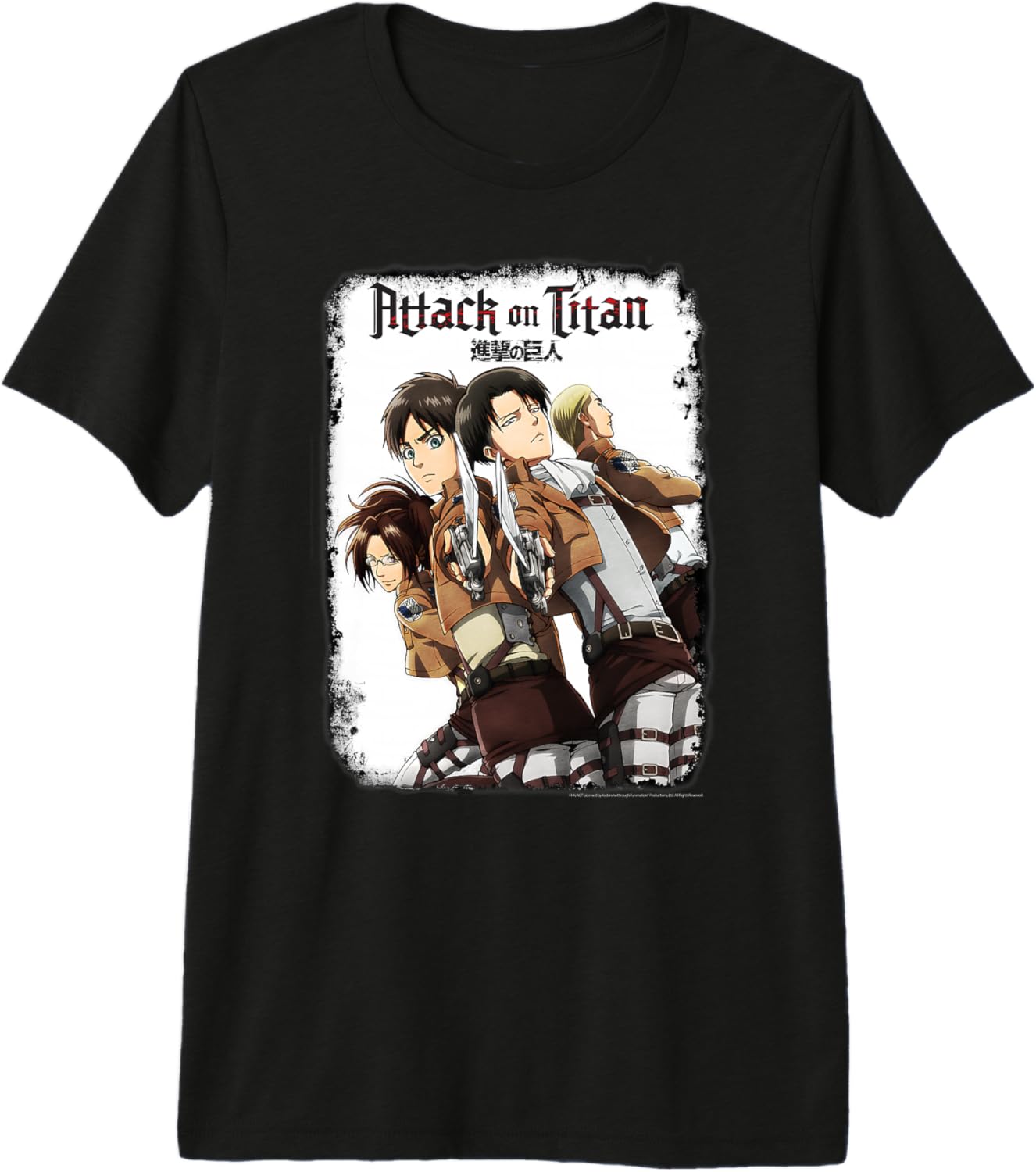 Attack on Titan Group Portrait with Swords and Logo Anime Premium Tri-blend