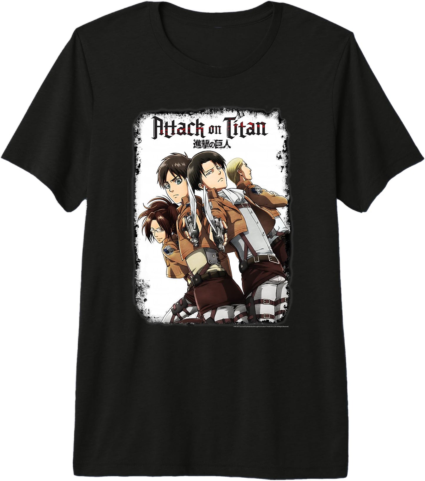 Attack on Titan Group Portrait with Swords and Logo Anime Premium Tri-blend