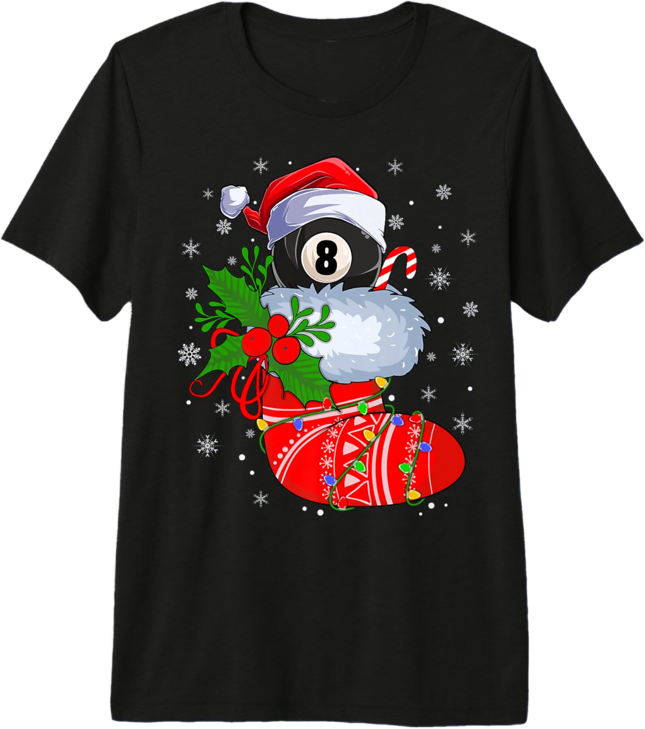 Funny Billiards Ball In Christmas Socks Santa Lights Xmas Premium