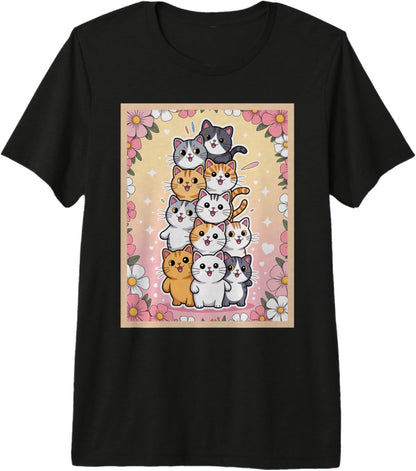 Funny Pile of Kitty Kawaii Cats Funny Cute Cat Lover Chibi Premium Tri-Blend