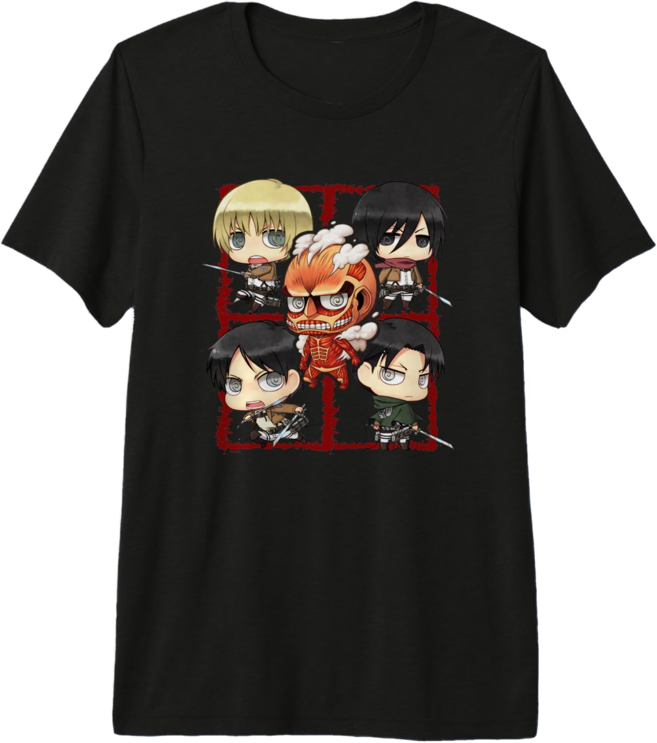 Attack on Titan Chibi Character Montage Anime Premium Tri-blend