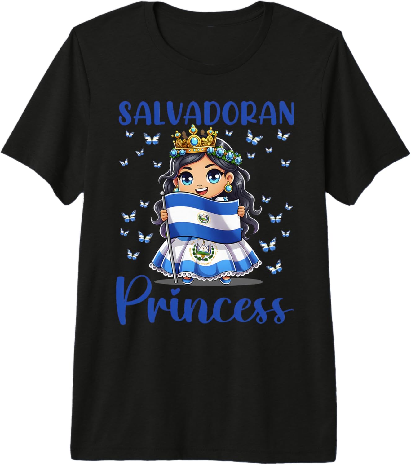 Salvadoran Princess Flag Butterfly Cute Chibi Premium Tri-Blend