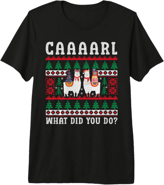 Carl What Did You Do Llama Hats Christmas Xmas Premium Tri-blend