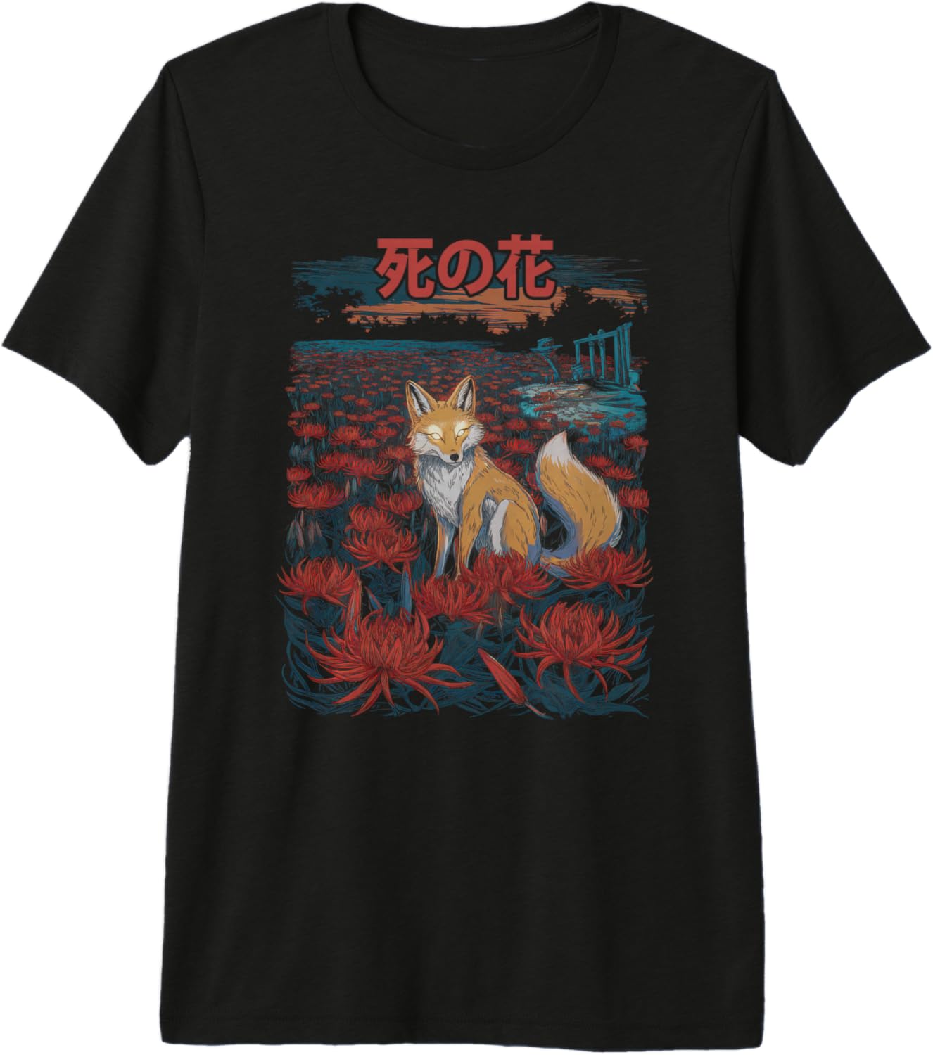Japanese Spider Lily Tshirt Anime Aesthetic Flower Higanbana Premium Tri-blend
