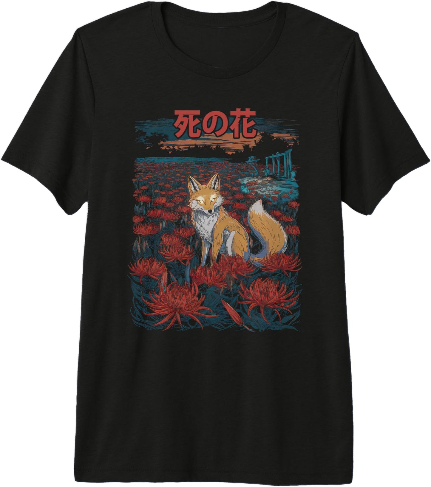Japanese Spider Lily Tshirt Anime Aesthetic Flower Higanbana Premium Tri-blend