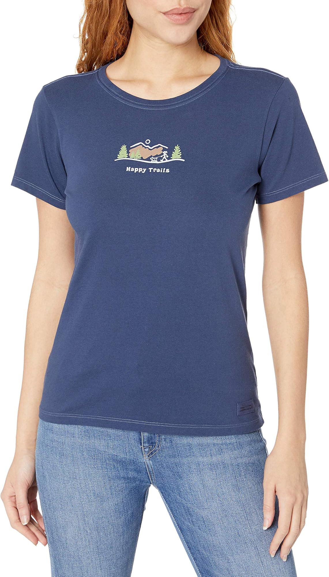 Life is Good. Womens Crusher Tee Happy Trails, Happy Pink