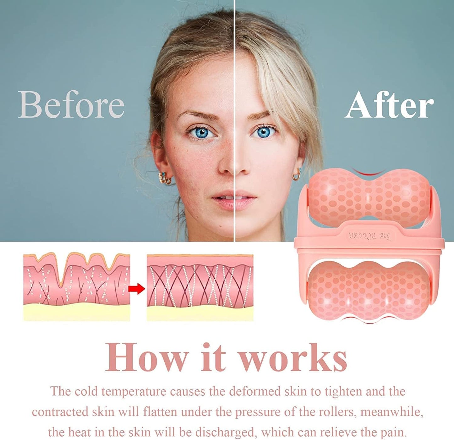 Ice Roller for Face and Eyes, Facial Skin Care Tools With 2 In 1