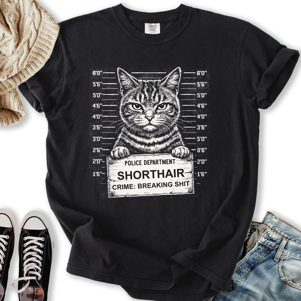 Cat Mugshot T Hoodie Vintage Look
