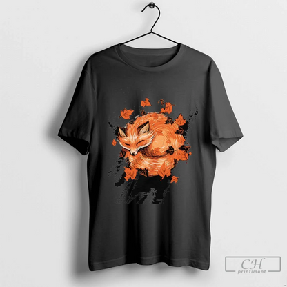 Napping Fox Whirlwind Leaves TShirt Unique Art