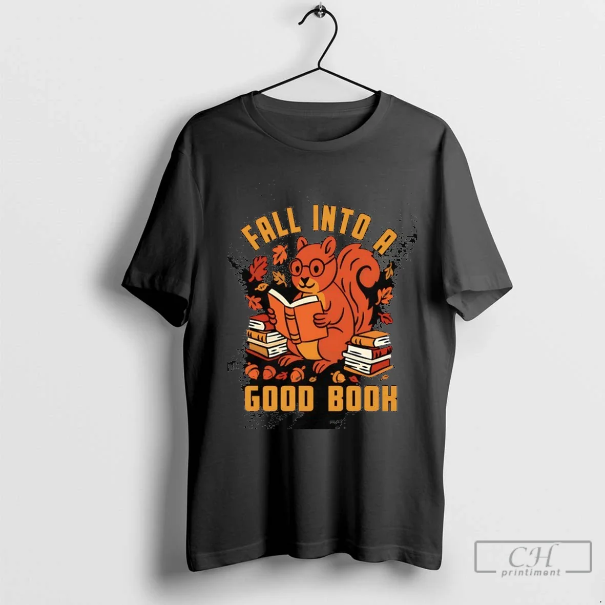 Squirrel Enjoying Autumn And Reading Book Long Sleeve Designer Apparel