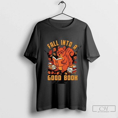 Squirrel Enjoying Autumn And Reading Book Long Sleeve Designer Apparel