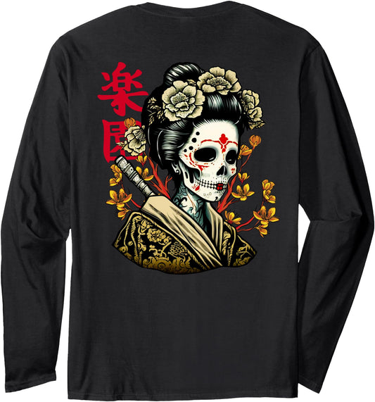 Aesthetic Style Japanese Geisha skull women (ART BACK) Long Sleeve
