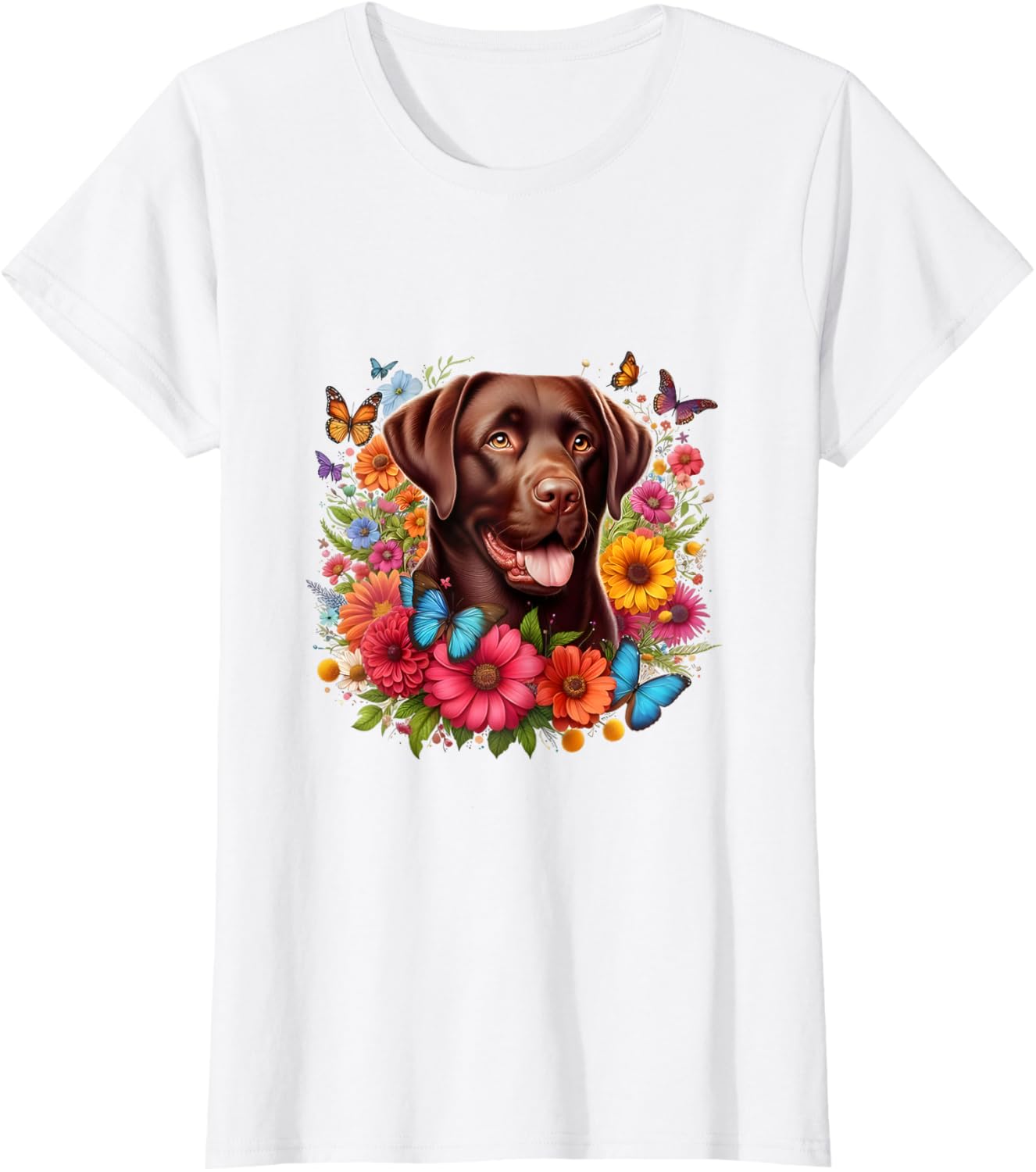 Chocolate Lab Dog Flowers Women Shirt T-Shirt