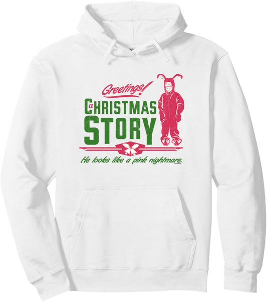 A Christmas Story Greetings! He Looks Like A Pink Nightmare Pullover Hoodie
