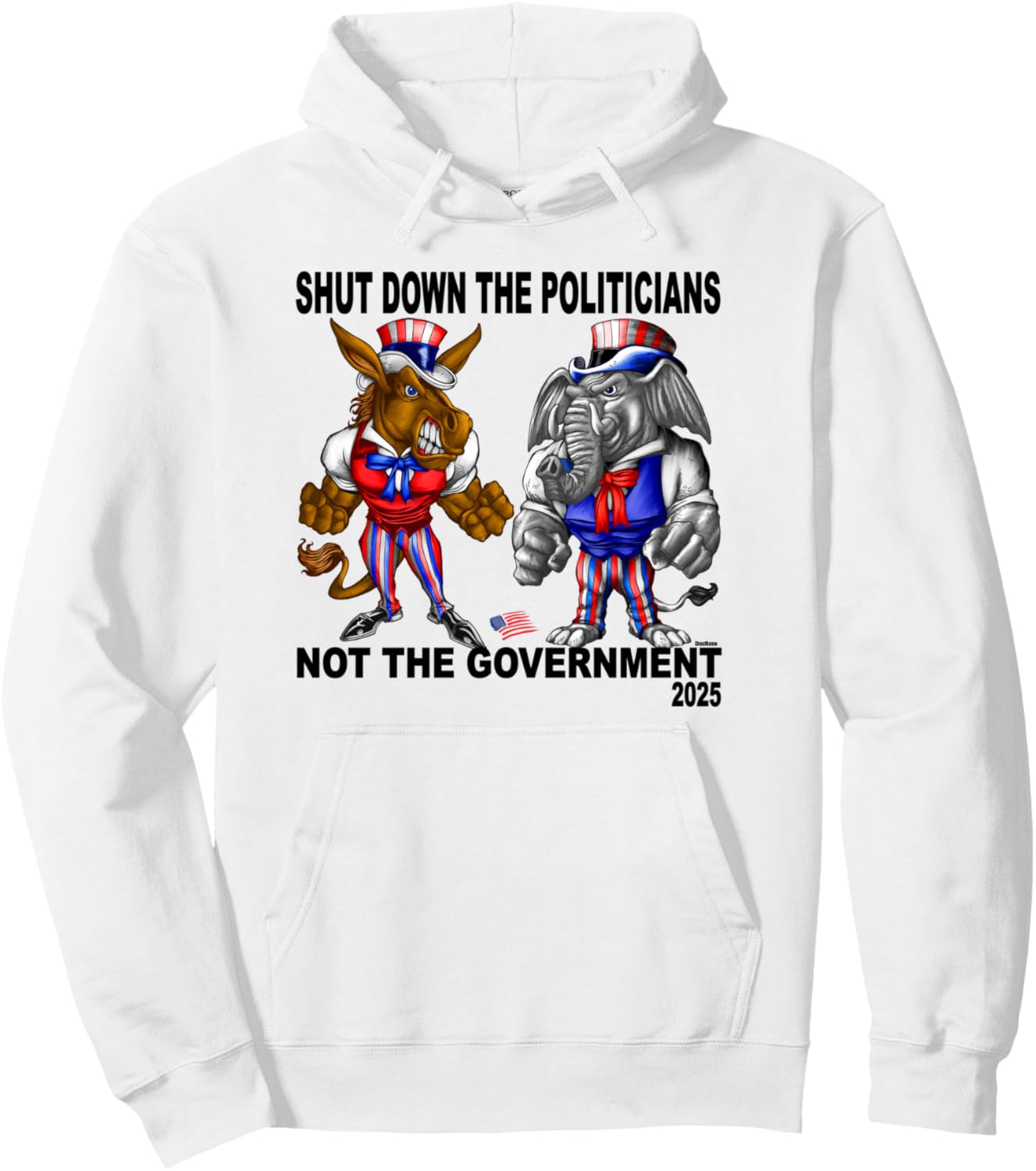 Government Shutdown 2025 Shut Down The Politicians Cartoon Pullover Hoodie