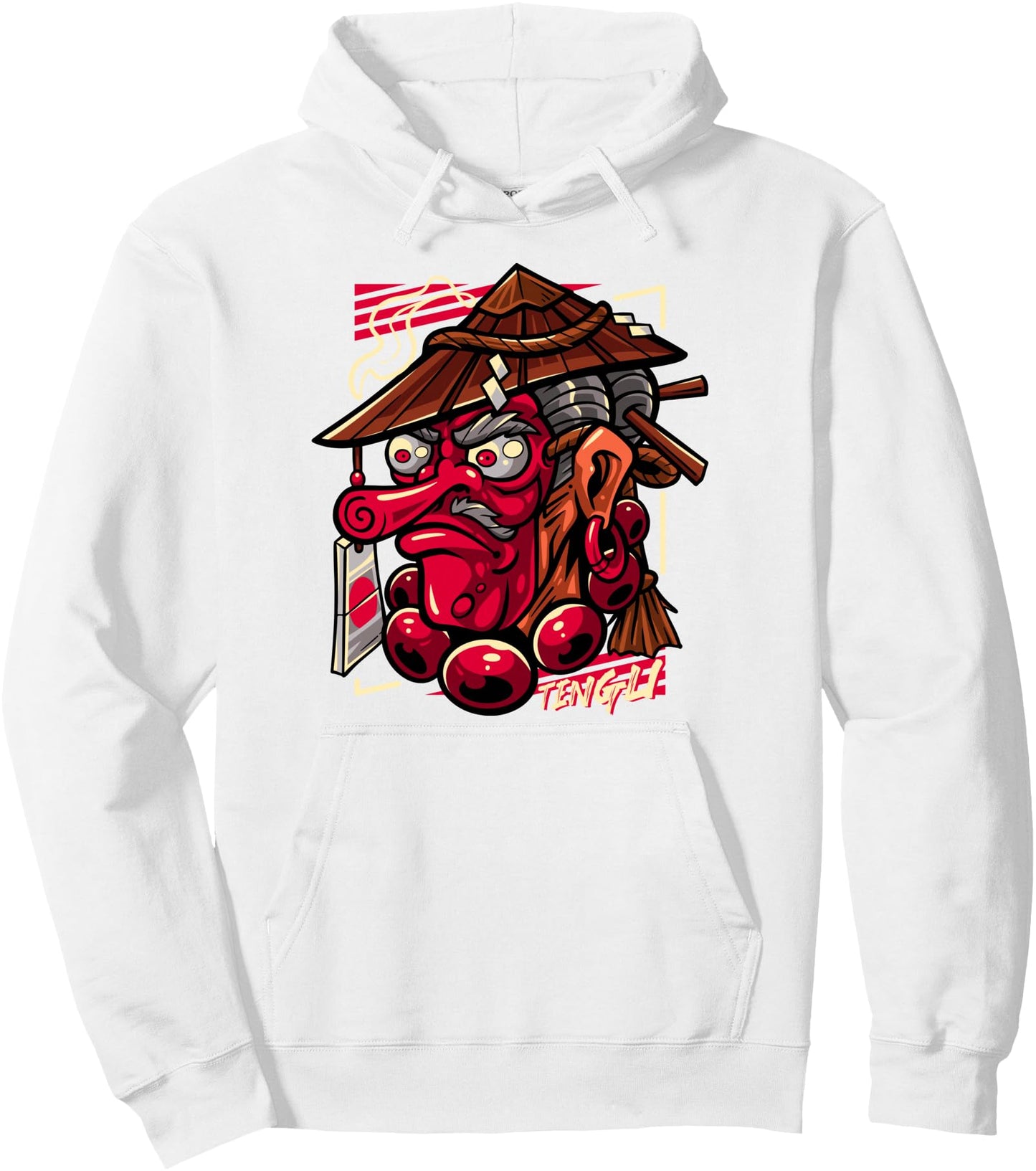 Oni Mask Samurai Japanese Kanji Art Illustration Pullover Hoodie