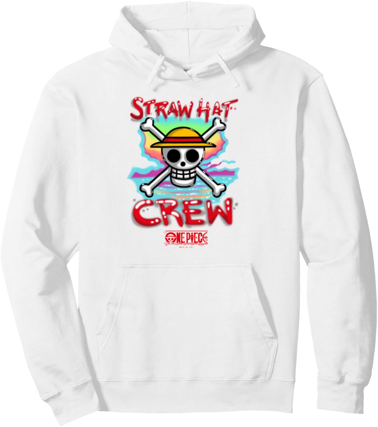 One Piece Anime Airbrush Style Straw Hat Crew Pullover Hoodie