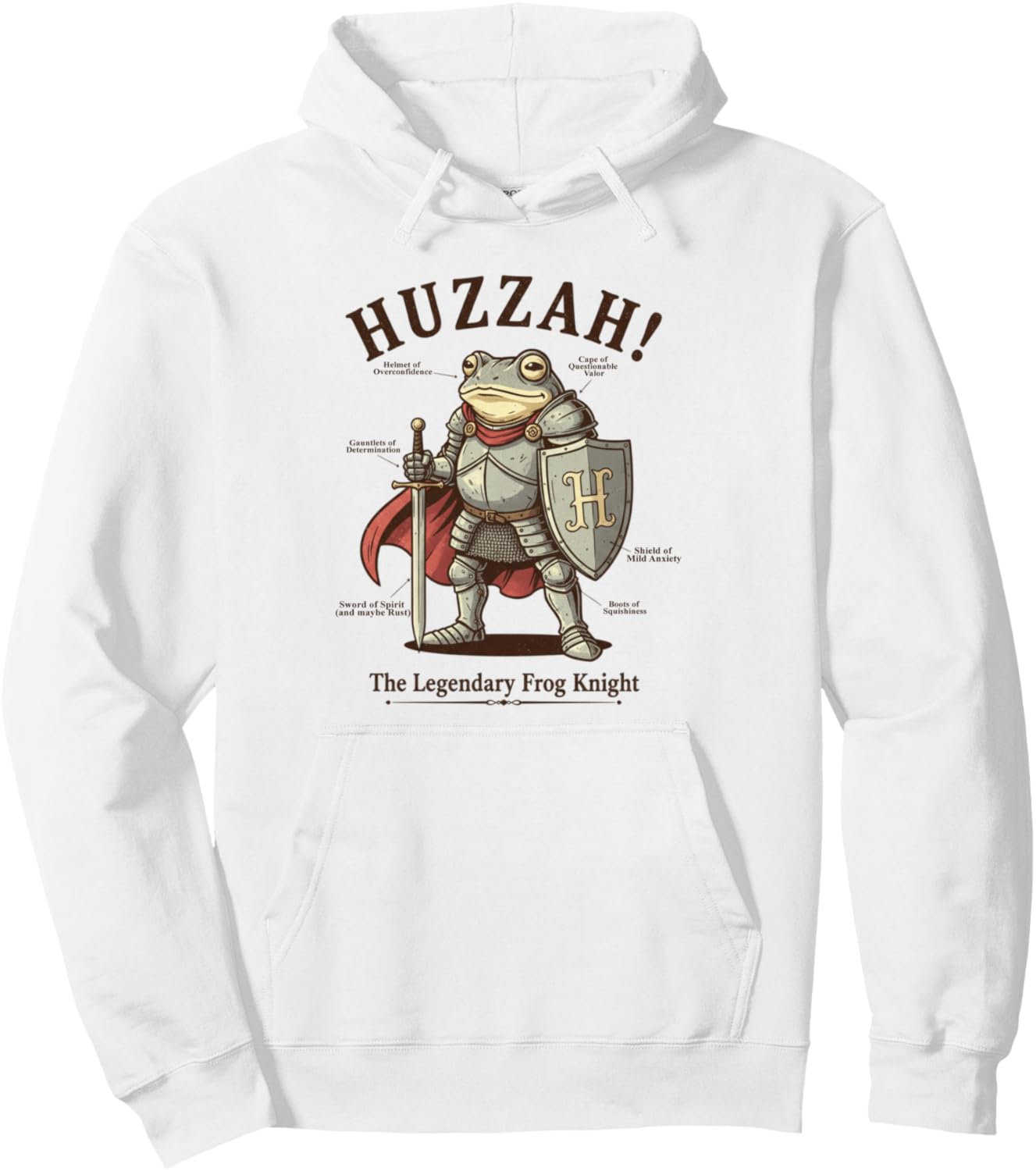 Funny Huzzah Legendary Frog Knight Meme Pullover Hoodie